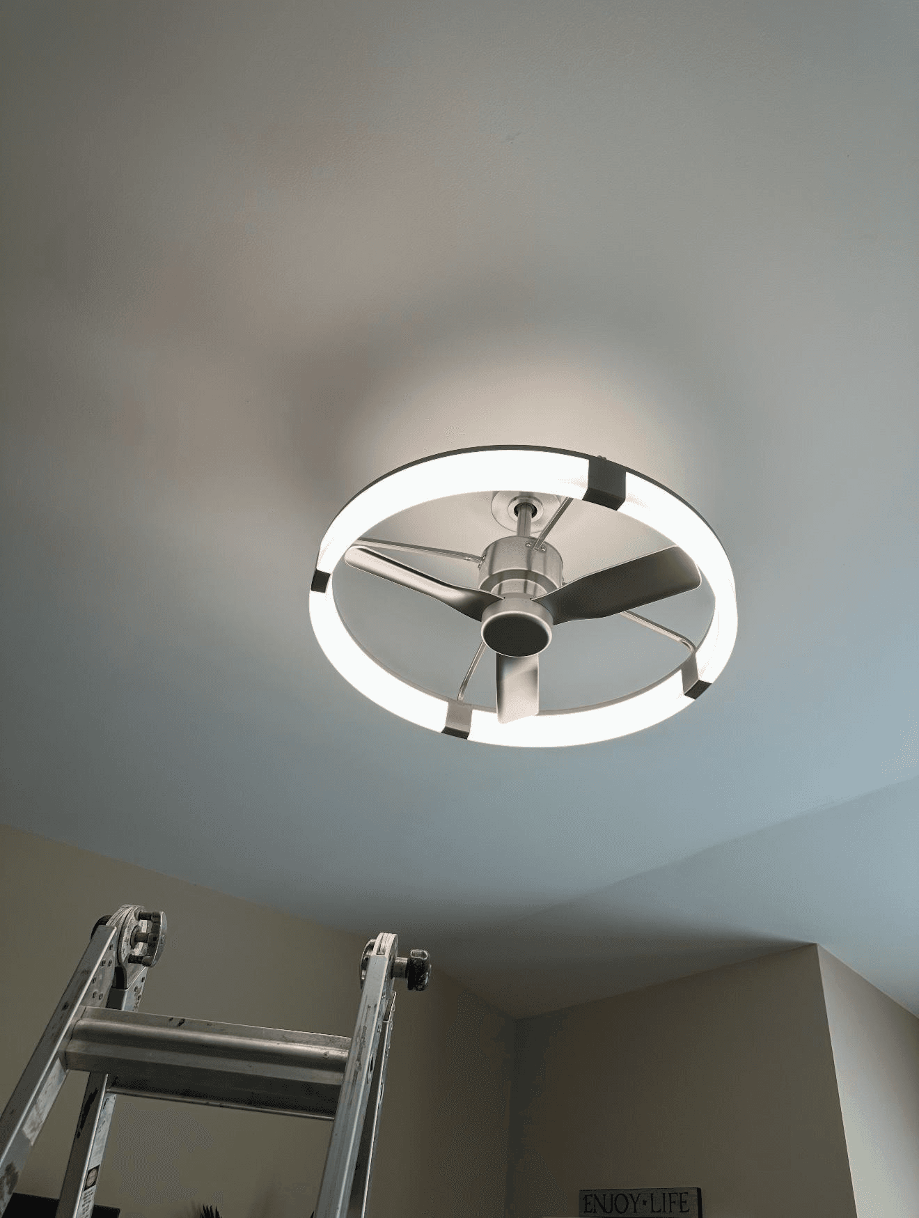 Ceiling fan installed and assembled